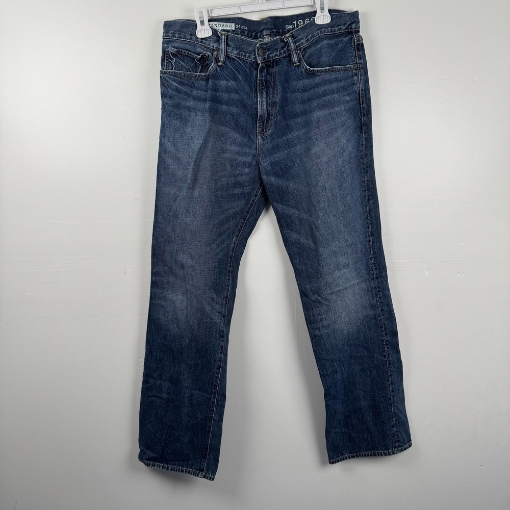 Gap 1969 Standard Jeans Mens 34x34 (35x31) Blue Vintage Wash Straight Leg Pants